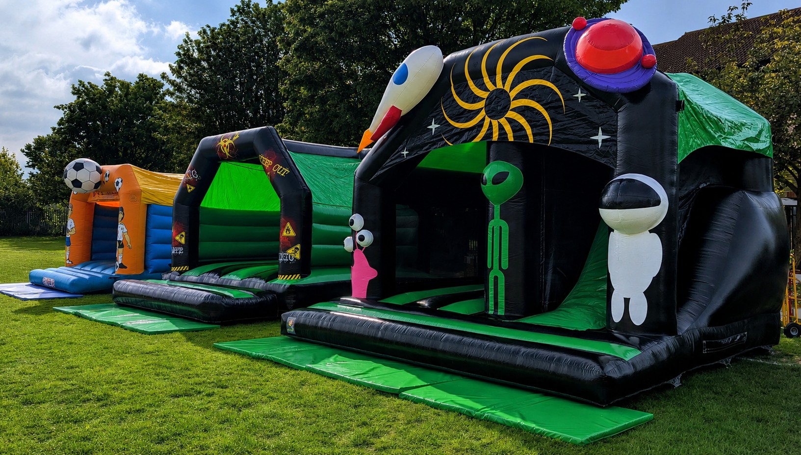 Bouncy Castle Hire | GFC Leisure bouncy castles set up at grundy park, cheshunt for an event